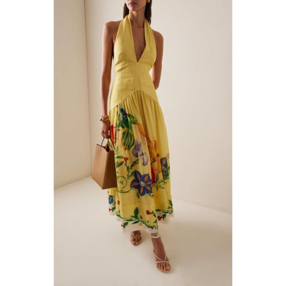 Alemais Dahlia Halter Gown in Lemon